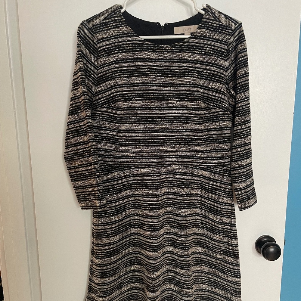 Loft marled black and gray A-line dress